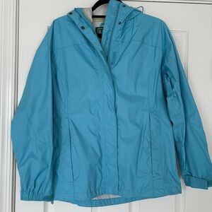 LL Bean Blue Nylon Rain Jacket